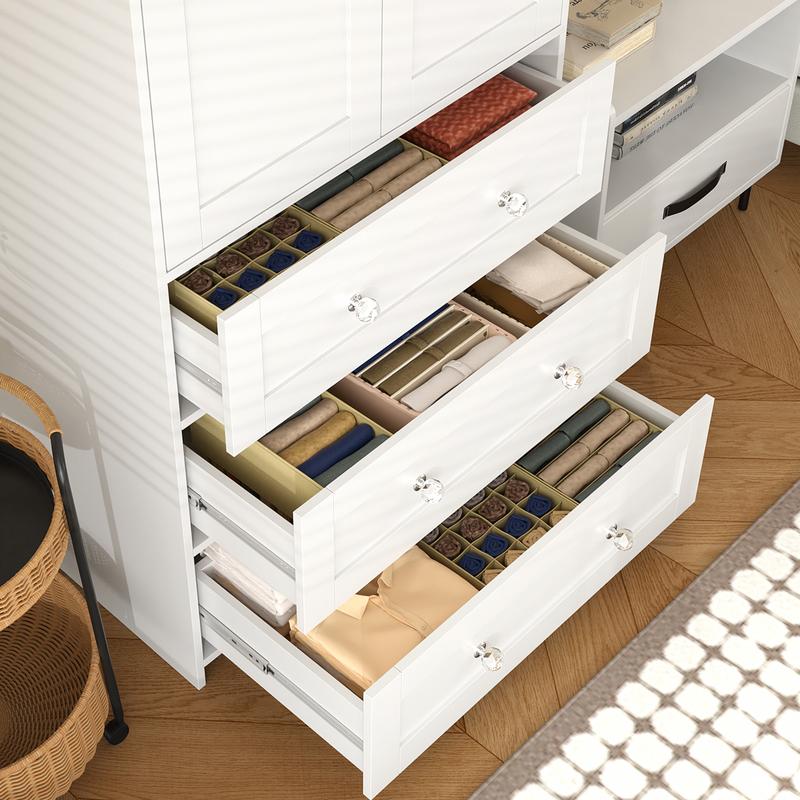 Armario independiente VOWNER, 180 cm de altura, para dormitorio, con 2 puertas y 3 cajones, con barra para colgar ropa, ideal para dormitorio o sala de estar.