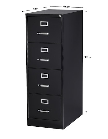 Archivero Metálico Hirsh Armado Vertical 4 Cajones Tamaño Oficio Negro Hirsh 4 CAJONES TAMAÑO OFICIO NEGRO