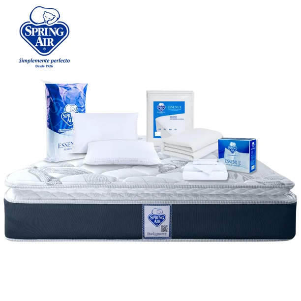 Paquete Colchon King Size + 2 Almohadas + Cubre Colchon + Sabanas Spring Air Smith