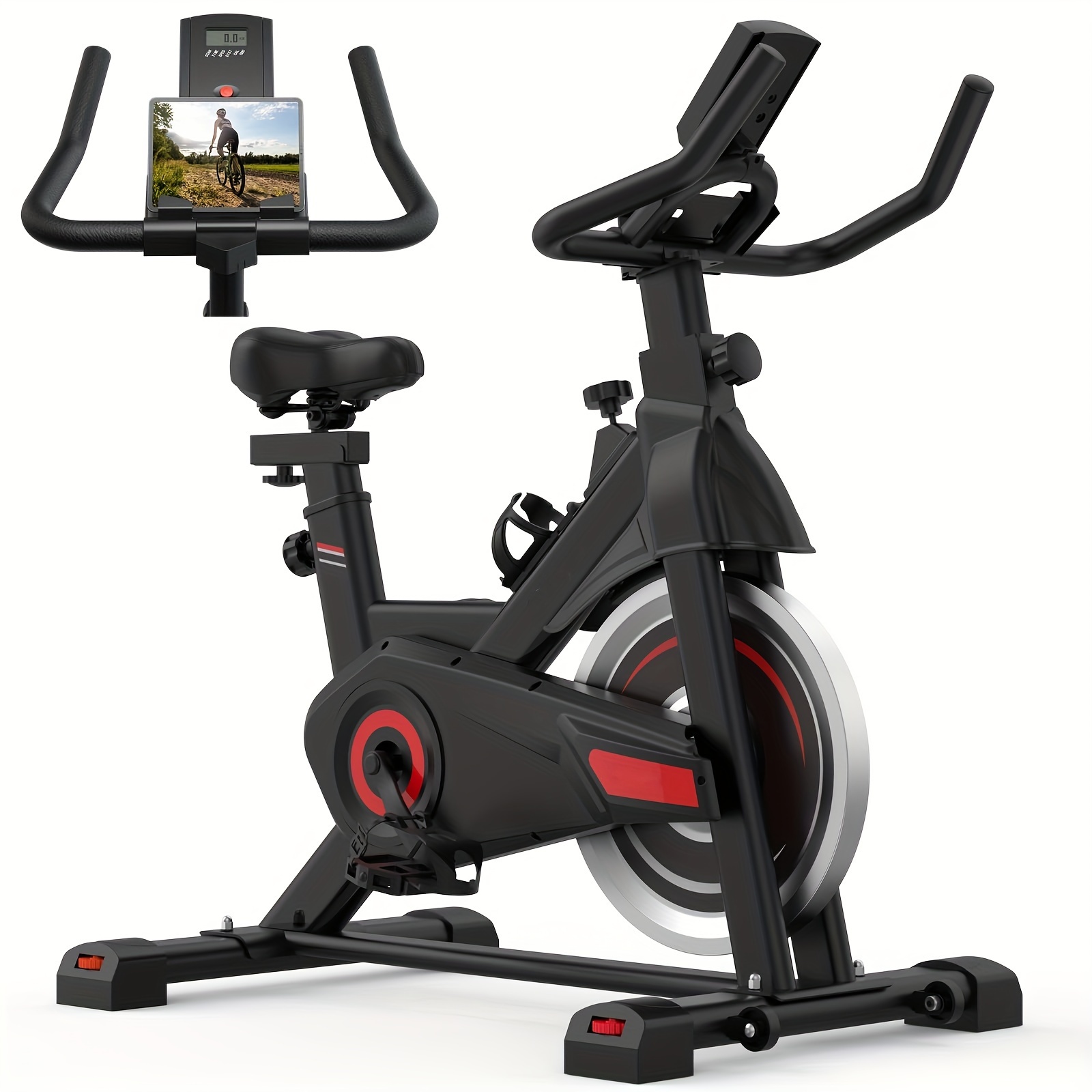 Exercise Bike, Stationary Bikes for Home Indoor Cycling Bike Cycle Bike with Digital Display & Comfortable Seat Cushion help you understand your exercise progress and adjust your exercise plan enjoy exercising and entertainment simultaneously