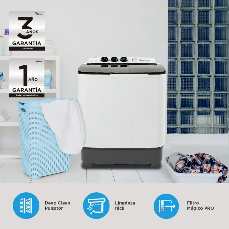 Lavadora Semiautomática Doble Tina 11 Kg Blanca Impulsor