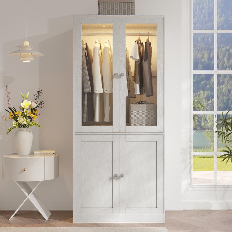 Armario independiente VOWNER, 180 cm de altura, para dormitorio, con 2 puertas y 3 cajones, con barra para colgar ropa, ideal para dormitorio o sala de estar.