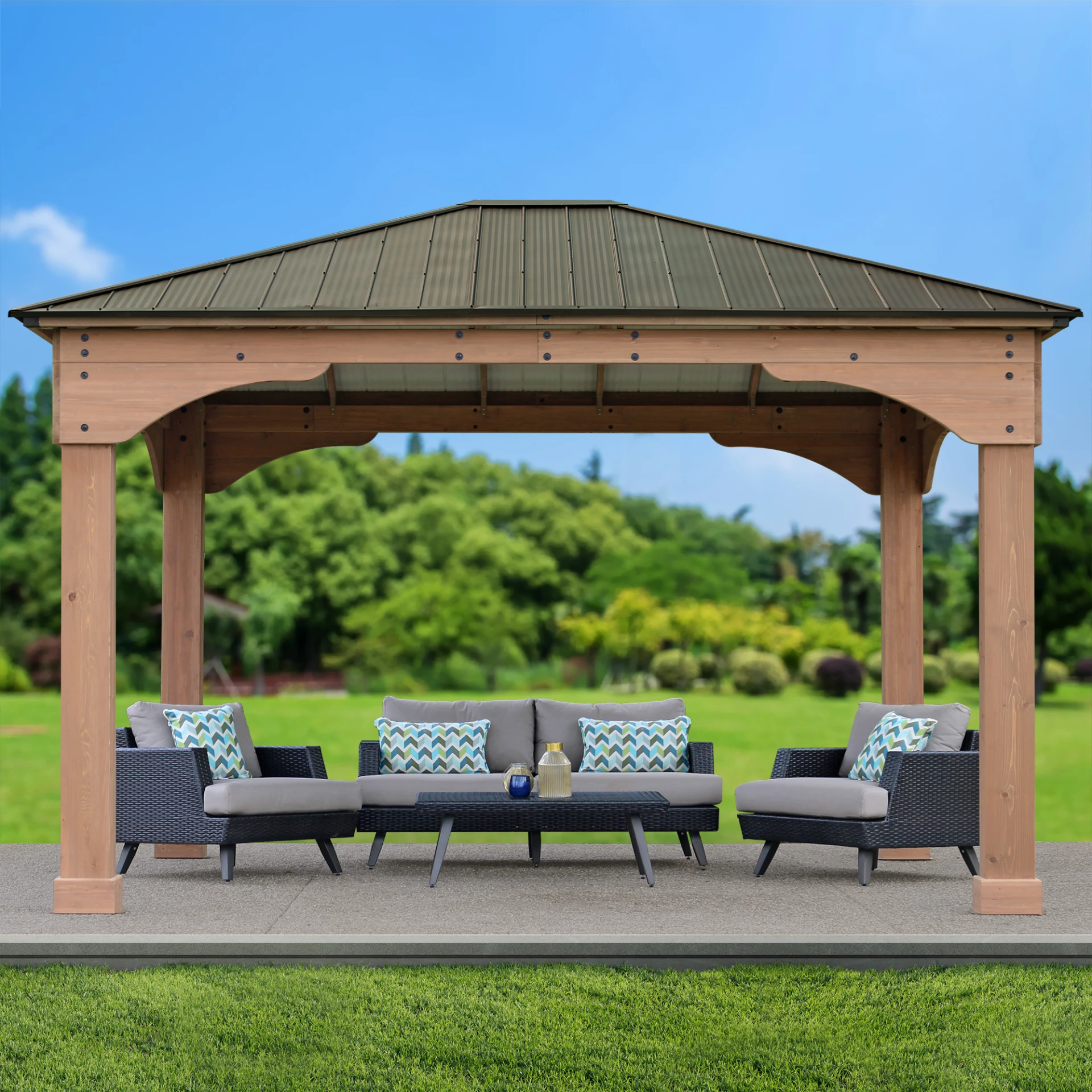 Yardistry 12’ x 14’ Grand Gazebo with Aluminum Roof