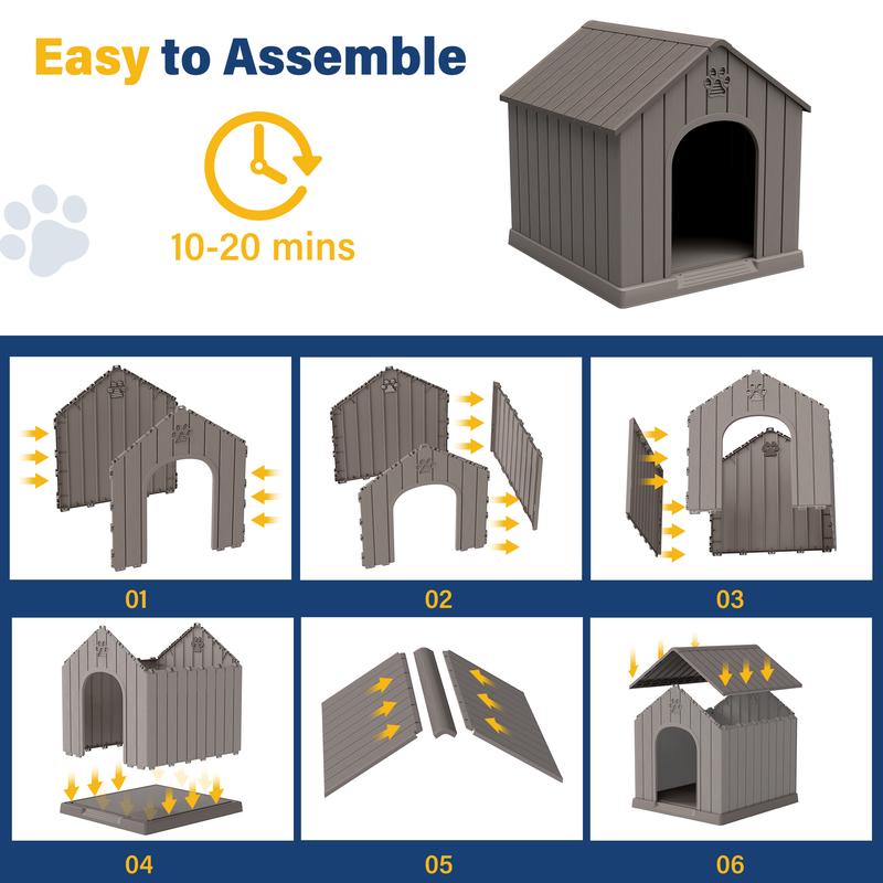 Caseta de plástico resistente e impermeable para perros/ovejas, apta para ovejas pequeñas y grandes, refugio para mascotas de interior y exterior con techo ventilado y suelo elevado, fácil de montar.