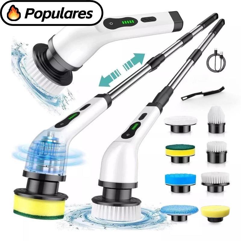 Electrico Limpieza Cepillos,Cepillo para Baño Inalámbrico,con Mango de Extensión Ajustable y 9 Cabezales de Cepillo, para Piso,Pared,Tina, Fregadero, Ventana
