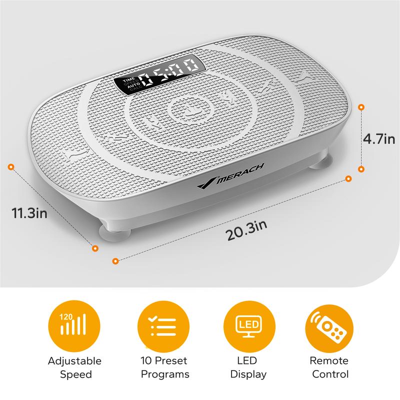 Máquina de ejercicios con plataforma vibratoria Merach Slim, equipo de entrenamiento de cuerpo completo para mujeres, plataforma vibratoria para drenaje linfático, plataforma de fitness vibratoria para gimnasio en casa,