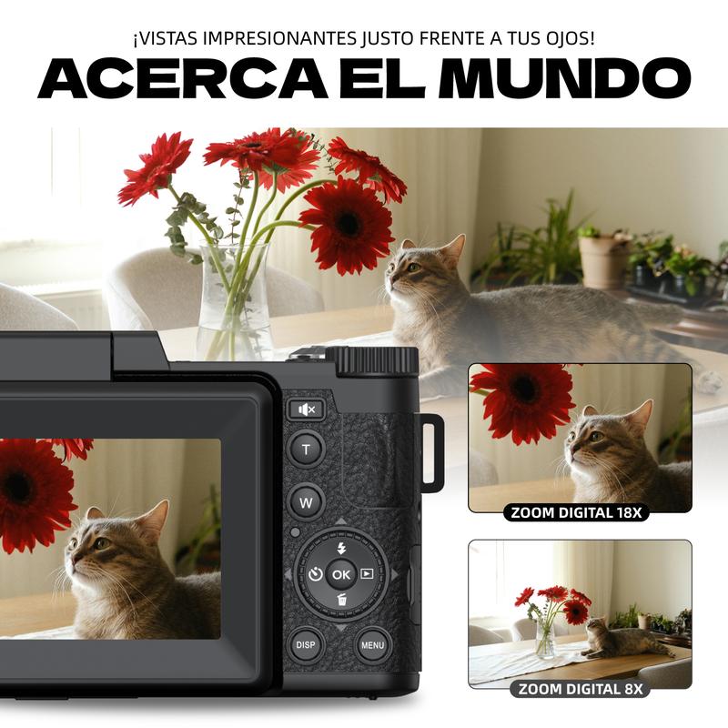 Kitbeez Cámara digital  KP-4 - 75 MP, video 5K, pantalla giratoria de 180° - Memoria de 32 GB incluida