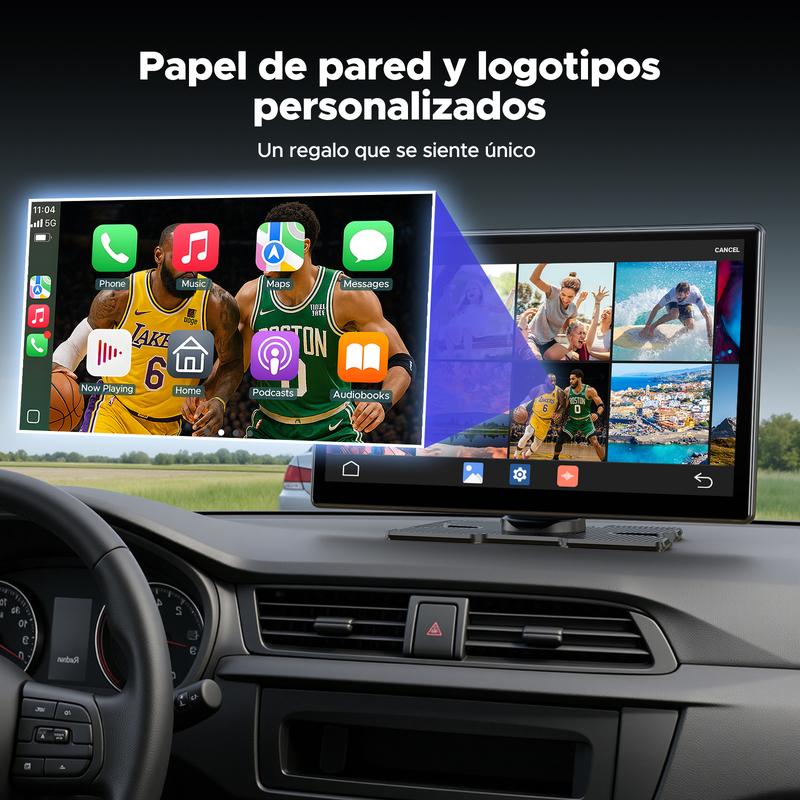 LAMTTO Pantalla Inalámbrica CarPlay 9" Para Ver Películas/Videos/Programas de Televisión en su Auto | Compatible con Netflix/YouTube/TikTok | Incluye Guías de Reversa para una Vista Trasera Clara | Regalos para Familia o Amigos