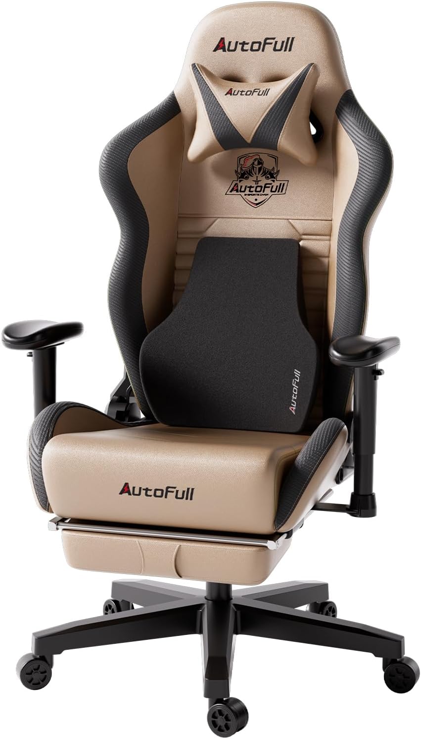 AutoFull Silla Gaming Silla Gamer Ergonómica Silla de Oficina Cuero de PU Silla de Escritorio,Altura e inclinación Ajustables,Reposacabezas y Soporte Lumbar,Reposapiés, (Gris)