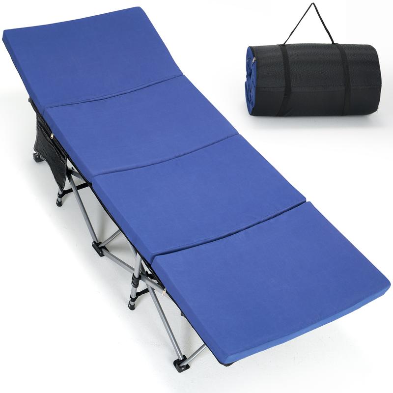 Cama plegable de camping Naudacaa con colchón de doble cara – Cama de invitados portátil y resistente para camping, viajes, uso en exteriores e interiores, soporta hasta 400 kg (880 lbs) Azul