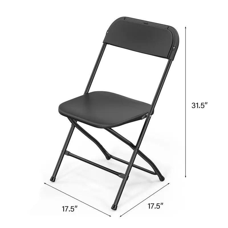 Silla plegable de plástico blanco VINGLI en paquete de 4/6/10, portátil y plegable para uso interior y exterior, con marco de acero y capacidad de 350 lb. para eventos, oficina, bodas, fiestas, picnics, cocina y comedor