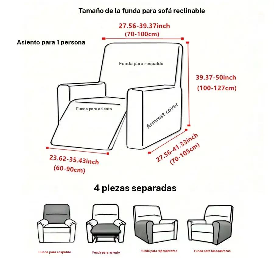 Juego de sillón reclinable elástico de polar tipo europeo, incluye respaldo y dos reposabrazos, tela duradera, fácil cuidado, ideal para hotel, restaurante y oficina
