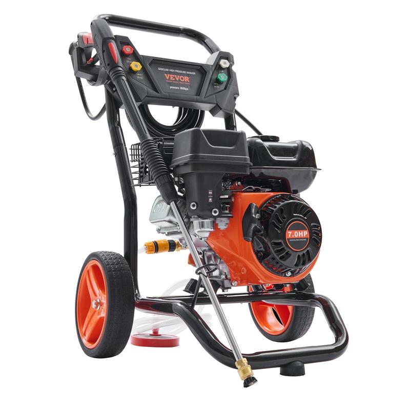 Hidrolavadora a gasolina, 3600 PSI 2.6 GPM, hidrolavadora a gasolina con bomba de cobre, pistola rociadora y lanza de extensión, 5 boquillas de conexión rápida, para limpiar autos, casas, entradas de vehículos, patios, accesorios para hidrolavadoras, uso