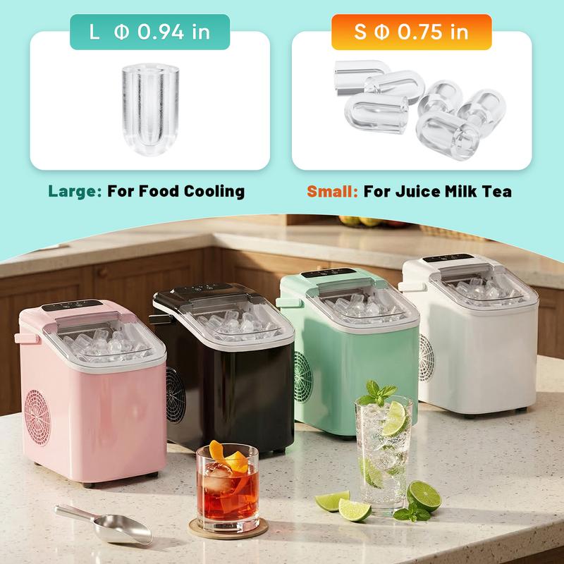 Máquina de hielo compacta Sweetcrispy para encimera con asa, 9 cubitos en 6 minutos, 11,8 kg/24 horas, capacidad de 1,2 L, autolimpieza (con limpiador), funcionamiento silencioso, incluye cesta y pala, portátil para el hogar y la oficina.