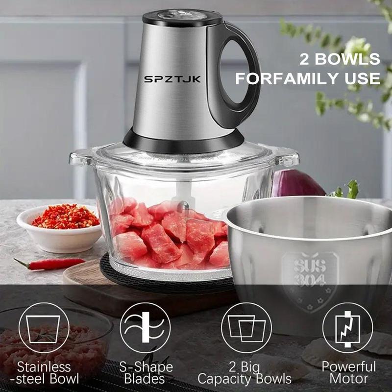 Procesador de alimentos para bebés y picadora de carne SPZTJK de 2 litros: incluye 2 cuchillas y recipientes aptos para lavavajillas, motor de cobre puro para purés caseros, frutos secos y carne, diseño silencioso y libre de BPA para cocinar en familia.