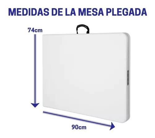 Vitasense mesa 180 cm plegable de exterior de apoyo y trabajo color blanco acero y plástico MESA03