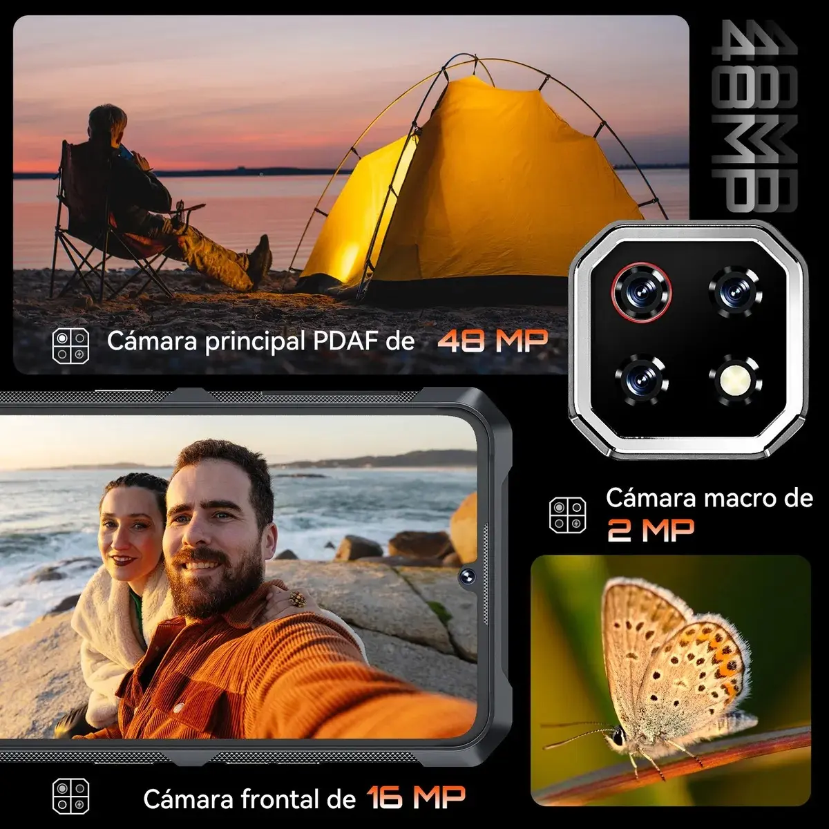 Cubot Kingkong ES 3 Robusto Dual SIM 256GB Negro 6GB RAM 10200mAh Android 15 Pantalla 6.745 Pulgadas HD+ Batería Grande Resistente al Agua IP68 & IP69K