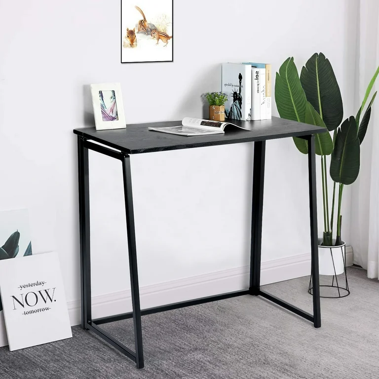 Escritorio Plegable Rectangular de Color Negro (80cm*40cm*74 cm) HOMEMAKE FURNITURE Industrial Clásico