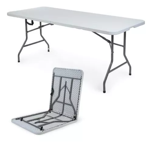 Vitasense mesa 180 cm plegable de exterior de apoyo y trabajo color blanco acero y plástico MESA03