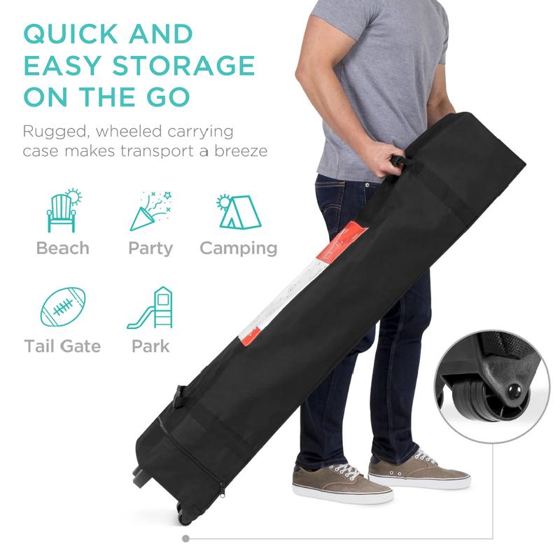 Toldo plegable de fácil montaje de 3x3 metros con instalación mediante un solo botón, estuche con ruedas y 4 bolsas de peso.