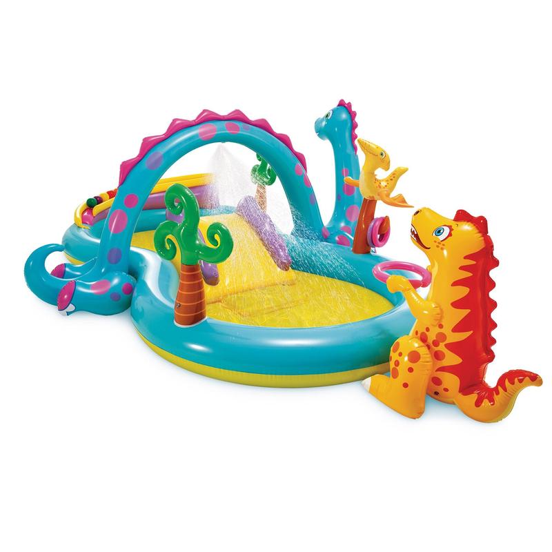 Piscina inflable infantil Intex Dinoland Play Center de 3,35 m x 2,30 m x 112 cm.