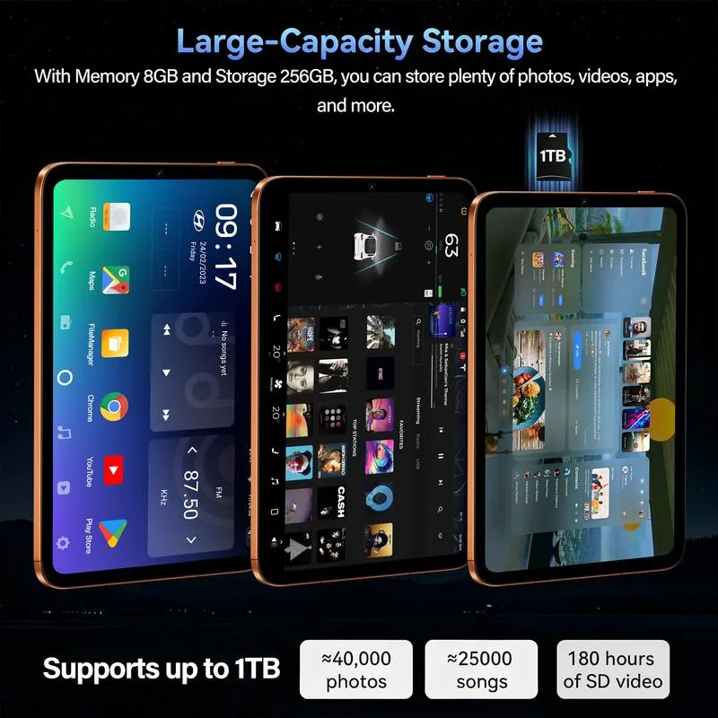 Tableta Android Family de 10.1" con 256 GB de almacenamiento, paquete completo con teclado, ratón, lápiz óptico y funda para niños y uso doméstico outdoorfun