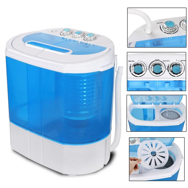 Lavadora-secadora semiautomática portátil compacta - Capacidad de 4.5 kg (9.9 lbs) Lavadora de carga superior con lavadora, centrifugadora, bomba de drenaje por gravedad, ligera para apartamentos