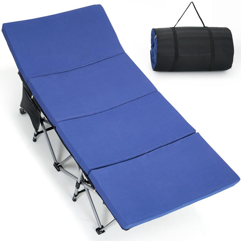 Cama plegable de camping Naudacaa con colchón de doble cara – Cama de invitados portátil y resistente para camping, viajes, uso en exteriores e interiores, soporta hasta 400 kg (880 lbs) Azul