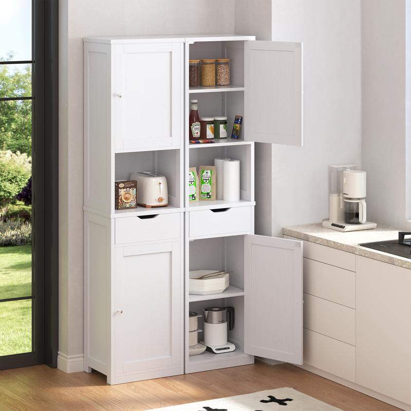 Armario alto para baño, mueble esquinero lateral para cocina con estantes ajustables, ideal para toallas, champús y artículos de limpieza. Muebles que ahorran espacio. Armario alto y estrecho para montaje en suelo. Despensa versátil estilo granja. Color b