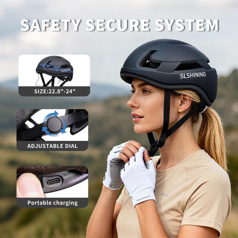 Casco de ciclismo SLSHINING, accesorio deportivo de protección duradera con LED y control remoto. Ventilado para todas las estaciones, protección térmica y certificado por la CPSC.
