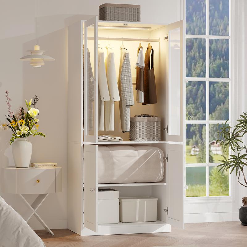 Armario independiente VOWNER, 180 cm de altura, para dormitorio, con 2 puertas y 3 cajones, con barra para colgar ropa, ideal para dormitorio o sala de estar.