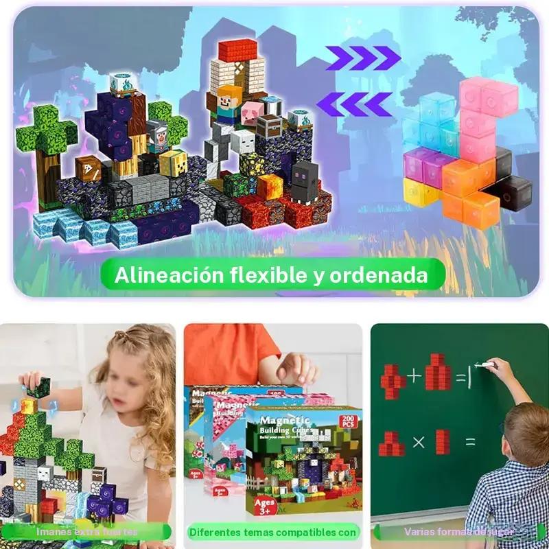 Set de 200 piezas de Bloques de Construcción Magnéticos para Niños de 3 a 8 años, Juguete Educativo STEM Montessori, Juego Sensorial y Regalo de Aprendizaje