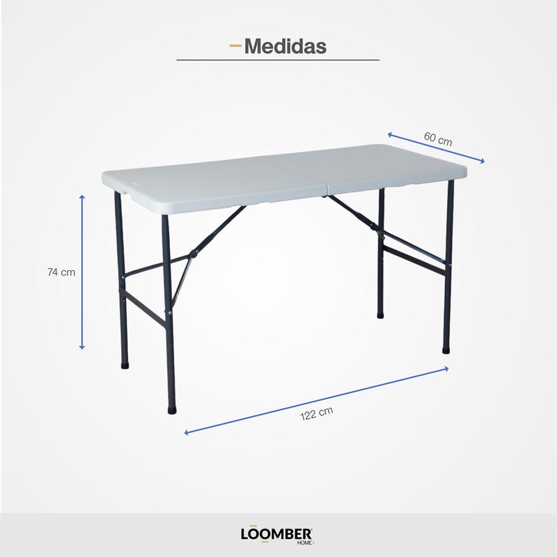 Mesa Plegable Blanca 122 centimetros Fácil de transportar PESARO