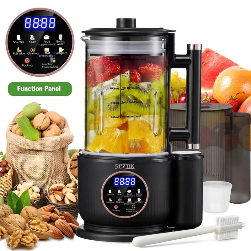 Máquina para hacer leche de frutos secos, 10 en 1, automática, para preparar leche de soja, almendras, avena, coco, etc., multifunción, temporizador de 12 horas, limpieza automática, temperatura ambiente, conservación del calor, ebullición, temperatura am