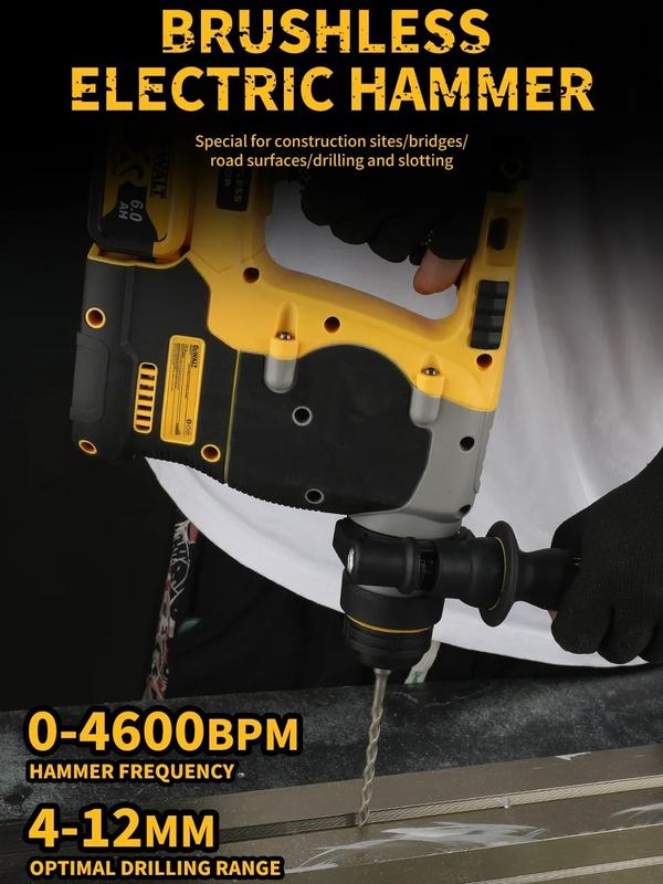 Martillo perforador rotativo inalámbrico sin escobillas DEWALT DCH273 de 20 V con energía de impacto de 2,1 J y batería de 6,0 Ah para perforar hormigón, ladrillo y piedra. Martillo perforador rotativo compacto con mango auxiliar de 360 ​​grados y rendimi