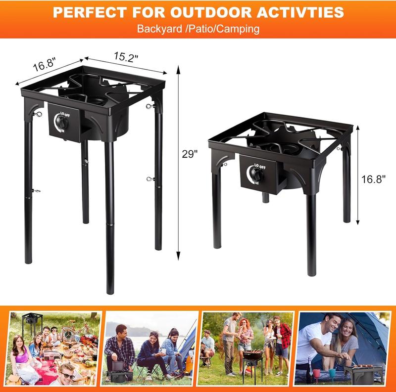 Estufa de camping de gas propano, cocina de exterior de alta presión, estufa de propano portátil para cocinar en el jardín, barbacoas, cocinas de camping y aventuras al aire libre (1 quemador)
