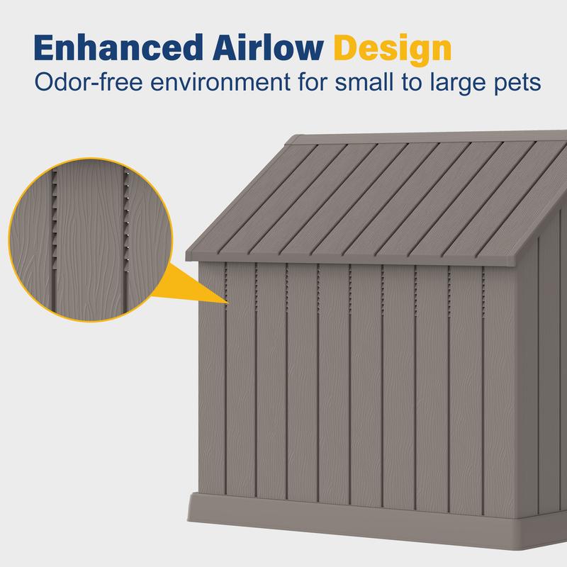 Caseta de plástico resistente e impermeable para perros/ovejas, apta para ovejas pequeñas y grandes, refugio para mascotas de interior y exterior con techo ventilado y suelo elevado, fácil de montar.
