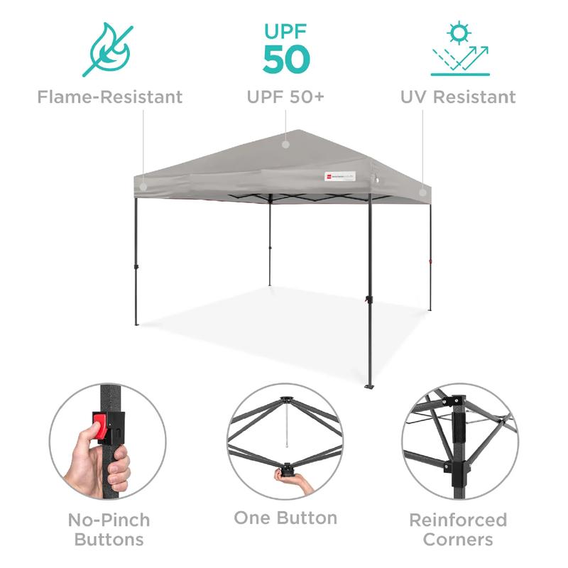 Toldo plegable de fácil montaje de 3x3 metros con instalación mediante un solo botón, estuche con ruedas y 4 bolsas de peso.