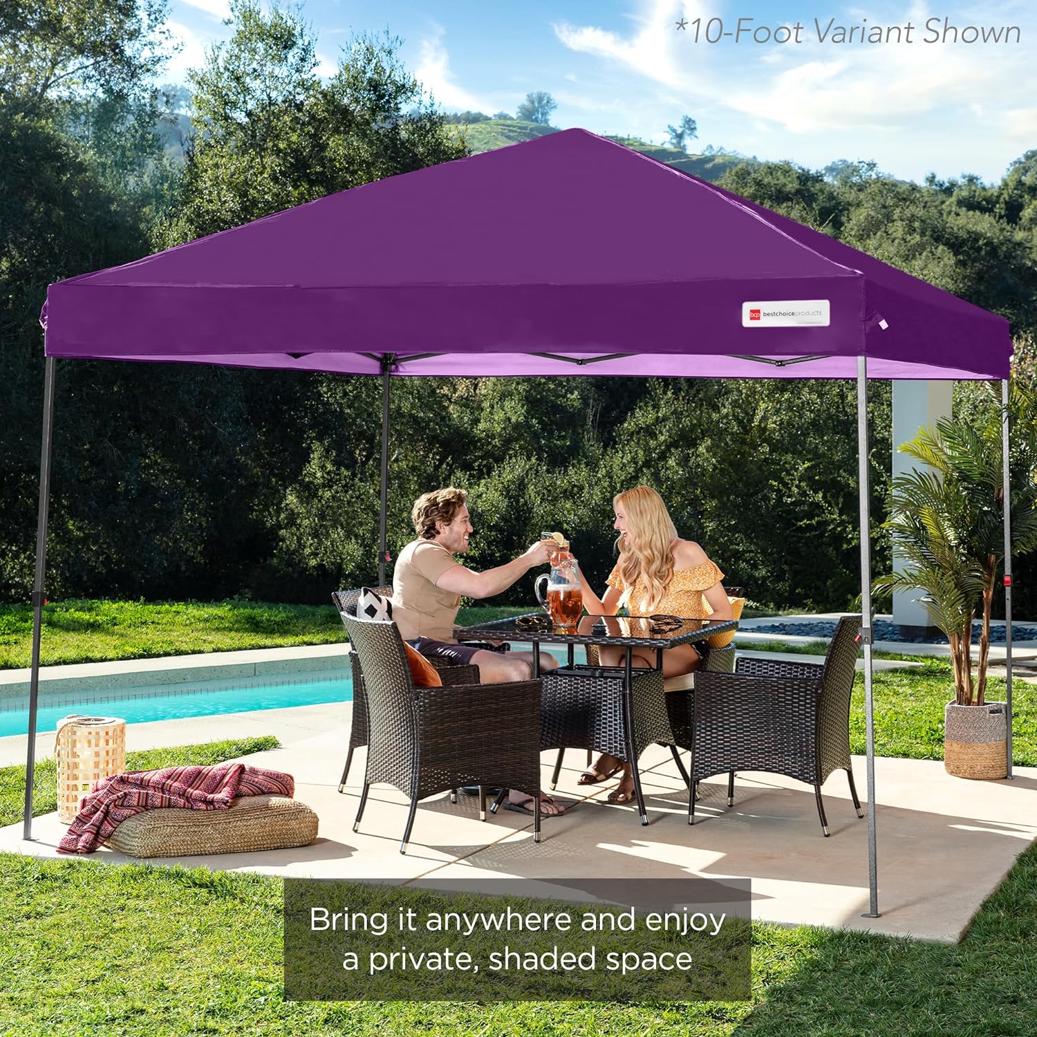 Best Choice Products - Toldo de armado fácil de 1 persona con un botón, tienda portátil e instantánea, funda, 3 x 3 metros, 4 bolsas de peso, color azul
