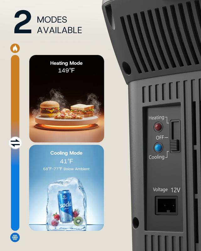 Nevera portátil eléctrica de 10 cuartos con función de enfriamiento y calentamiento, con adaptador de 12 V para coche, ideal para camping, viajes y barcos. Mininevera compacta con doble función de enfriamiento/calefacción y correa para el hombro AR11.