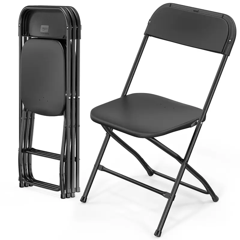 Silla plegable de plástico blanco VINGLI en paquete de 4/6/10, portátil y plegable para uso interior y exterior, con marco de acero y capacidad de 350 lb. para eventos, oficina, bodas, fiestas, picnics, cocina y comedor