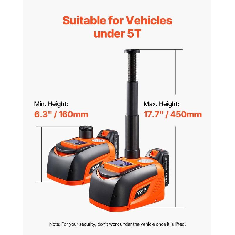 Gato eléctrico inalámbrico para coche VEVOR mejorado con control remoto y carga de batería, kit de gato portátil de 5 toneladas / 11000 libras.