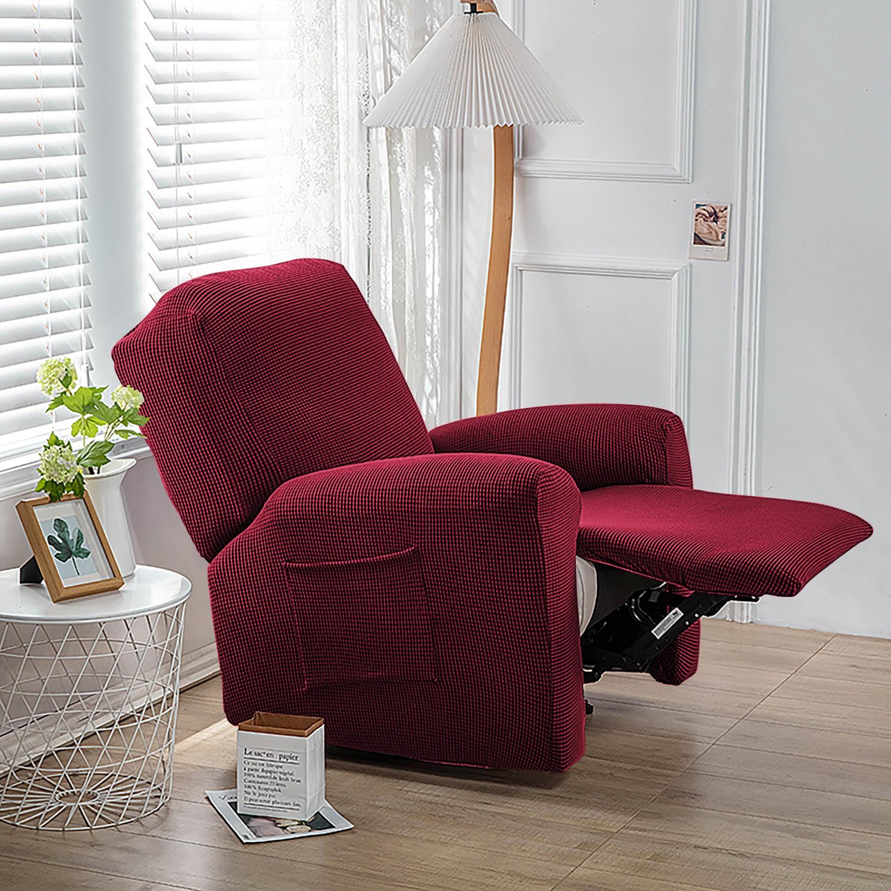 Juego de sillón reclinable elástico de polar tipo europeo, incluye respaldo y dos reposabrazos, tela duradera, fácil cuidado, ideal para hotel, restaurante y oficina