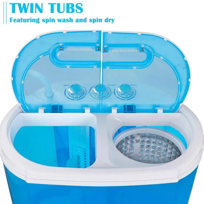 Lavadora-secadora semiautomática portátil compacta - Capacidad de 4.5 kg (9.9 lbs) Lavadora de carga superior con lavadora, centrifugadora, bomba de drenaje por gravedad, ligera para apartamentos