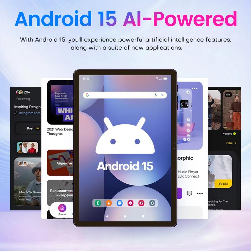 Tableta Android 15 con pantalla táctil W&O 2026 - Pantalla HD de 11 pulgadas, 12 GB (6+6) de RAM + 256 GB de almacenamiento ampliable, batería de 10000 mAh, WiFi 5G, herramientas y gadgets, gadgets geniales con soporte para teclado, ratón, funda, soporte