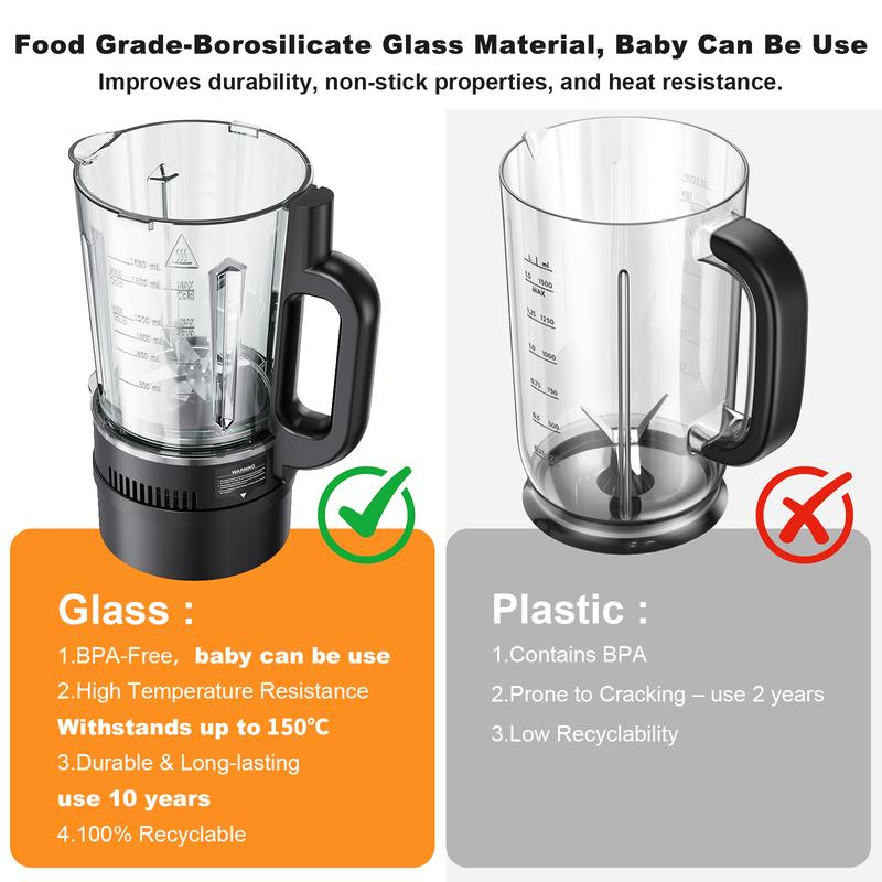 Licuadora de vidrio y máquina para hacer leche de soja PRASKY Professional Heating de 60 oz, cocción con retardo de 24 horas, termo de acero inoxidable de 600 ml/licuadora inteligente multifunción 10 en 1 para sopas, batidos, smoothies y zumos, máquina pa