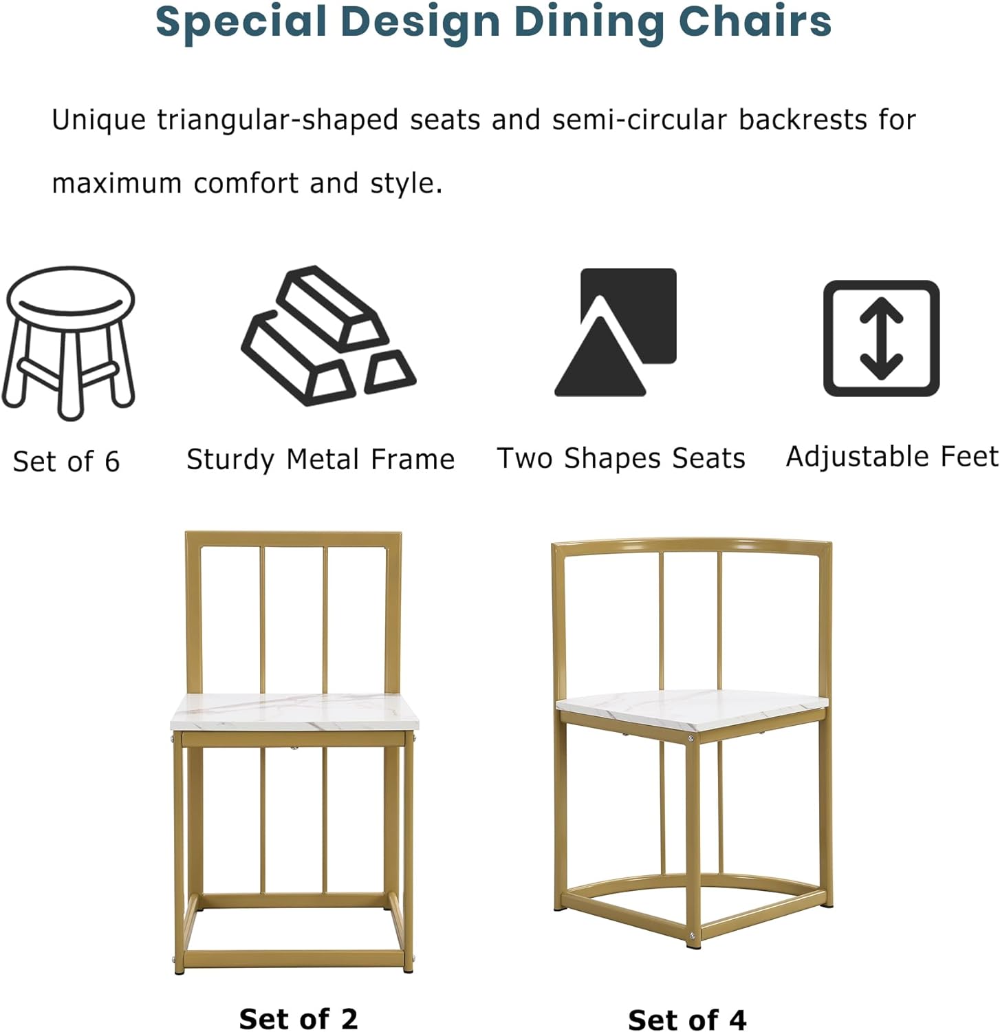 Juego de Comedor Moderno Compacto de 7 Piezas de 55 Pulgadas con Mesa de Cocina de mármol sintético y 6 sillas