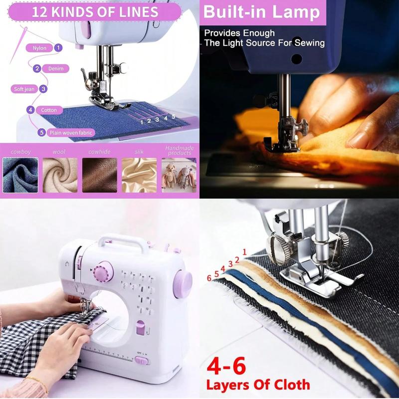 Máquina de coser doméstica portátil - Modelo automático multifuncional con pedal de 12 agujas, ideal para principiantes, herramienta de costura doméstica multifuncional, regalo perfecto para el Día de San Valentín para esposas/madres.