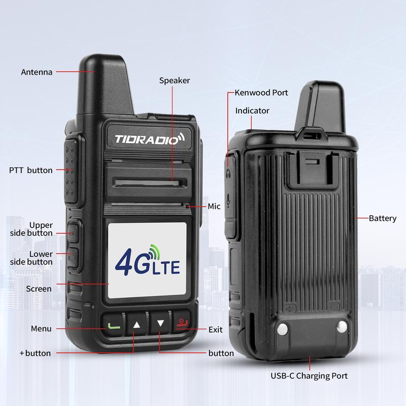 Radio POC TIDRADIO M15 Global Walkie Talkies PTT de por vida con alcance de 5000 millas, red 4G, radio bidireccional, batería de 3000 mAh, 72 horas de duración, cifrado ASE256 para equipos/familias/actividades al aire libre/caza/logística/flotas/construcc