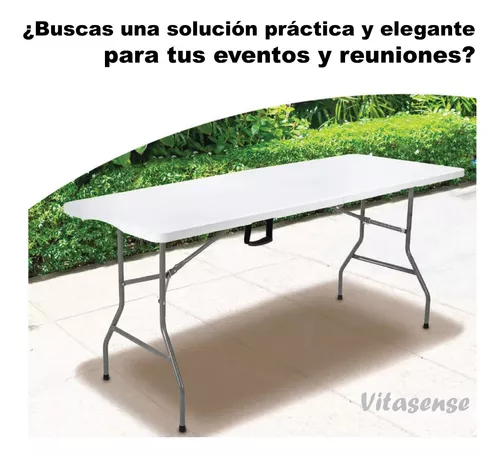 Vitasense mesa 180 cm plegable de exterior de apoyo y trabajo color blanco acero y plástico MESA03